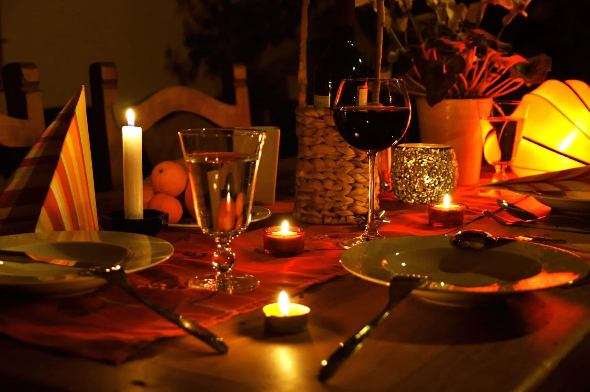 Romantic candlelit dinner