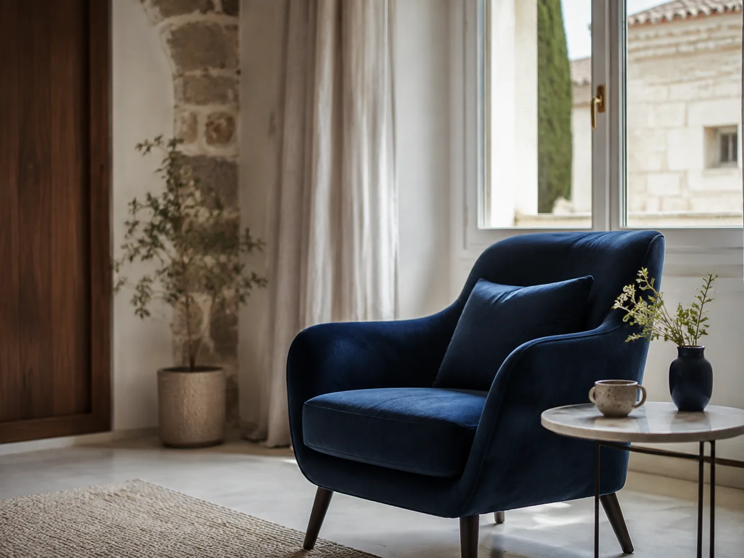 Cozy armchair by a window in a Croatian property